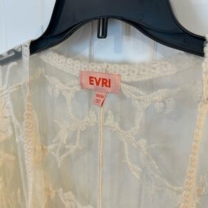 Womens EVRI Cream Lace Cover Up Kimono 0X 1X